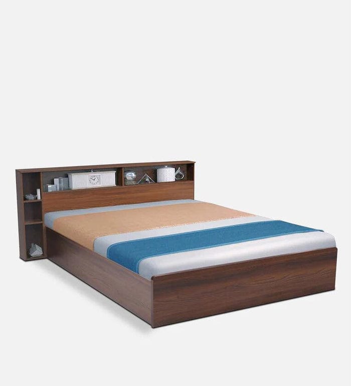 King Size Bed in Classic Walnut Finish with Box Storage