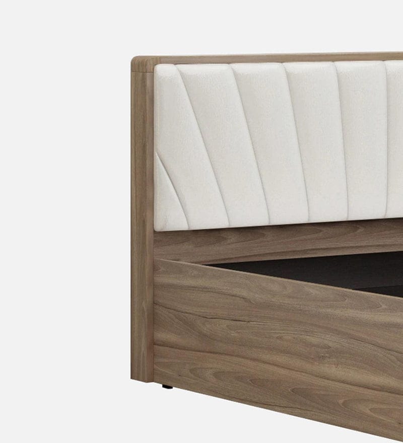 Symo King Size Bed in Bella Noce & Glossy White Colour with Hydraulic Storage