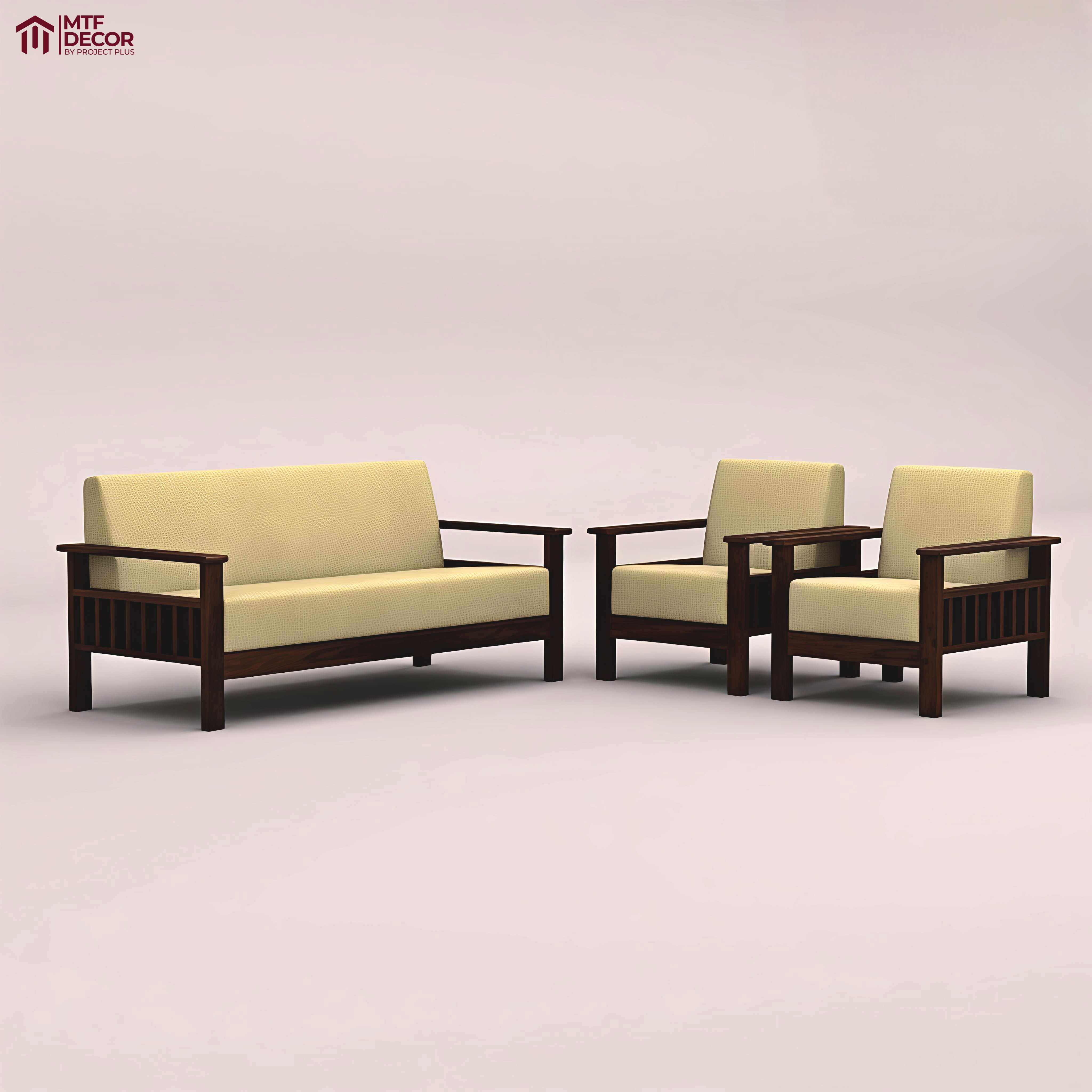 Edwin 3+1+1 Wooden Sofa Set SET (WALNUT FINISH)