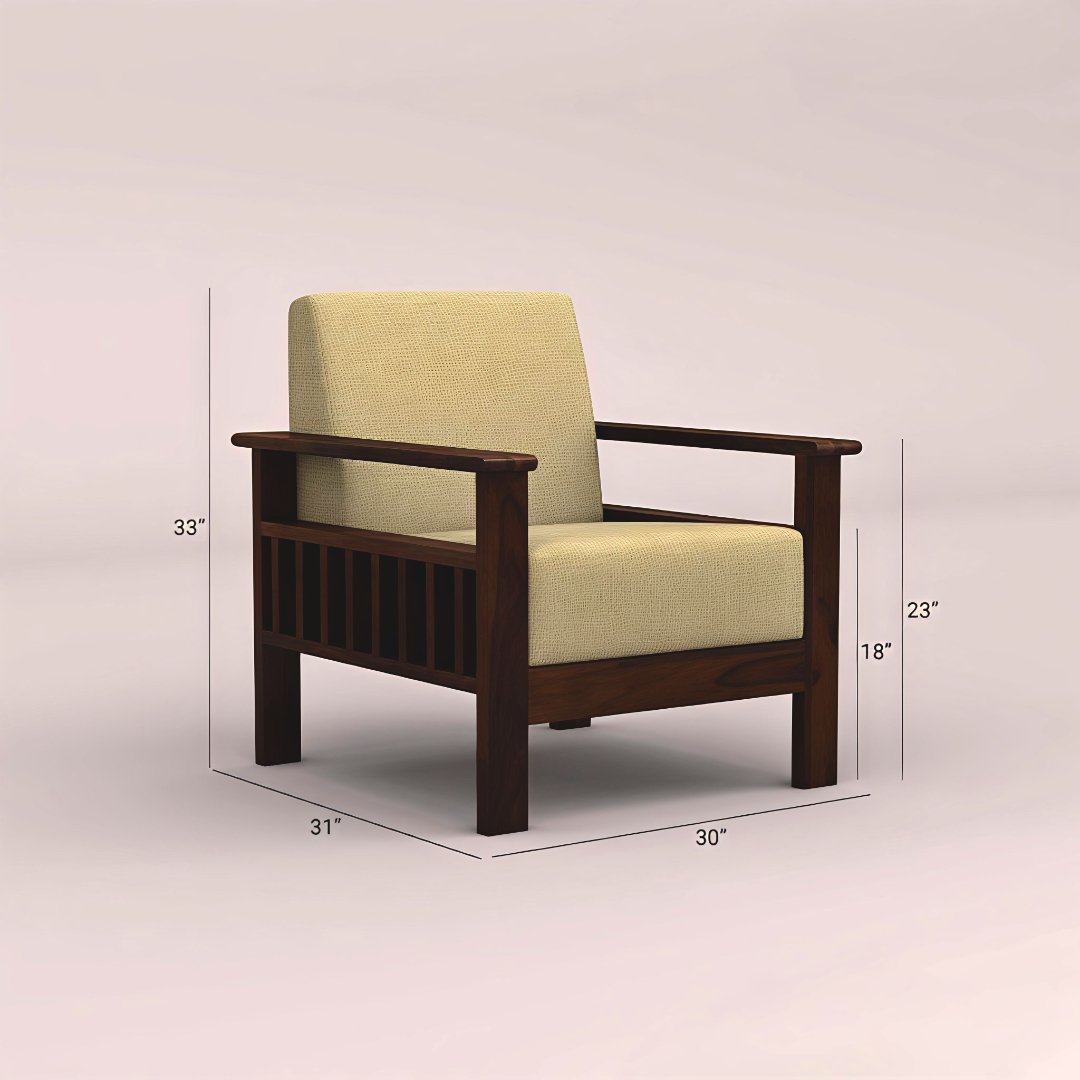 Edwin 3+1+1 Wooden Sofa Set SET (WALNUT FINISH)