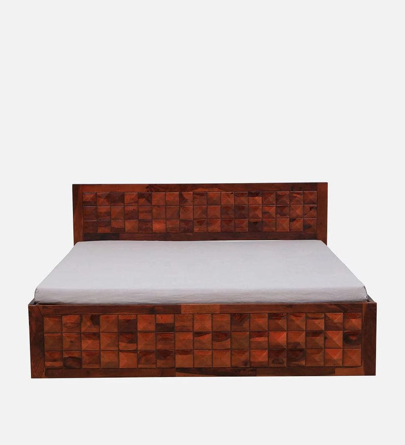 Sheesham Wood King Size Bed in Dark Brown Colour with Box Storage