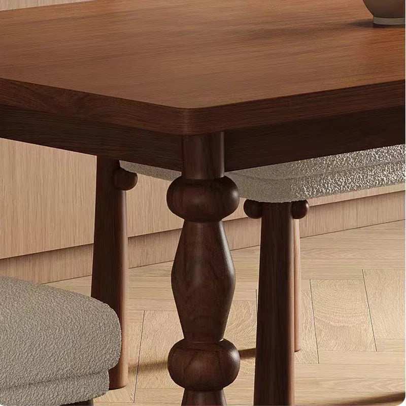 Apollo Solid Wood Mid Century Dining Set With Boucle Chairs - 6 Seater