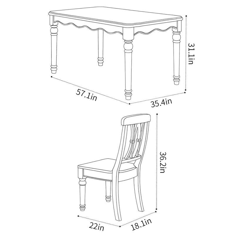 Rectangular Dining Table Set Solid Wood Dining Set