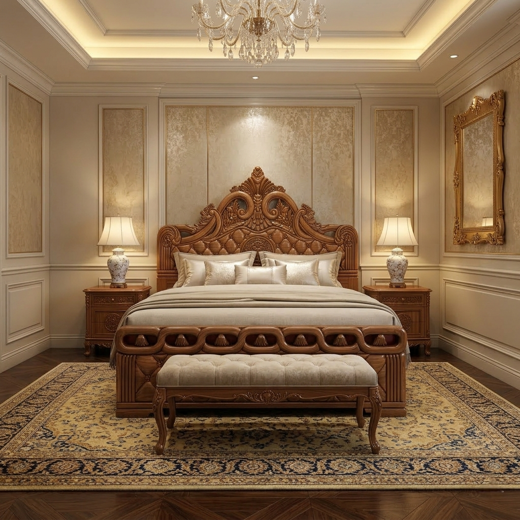 Royal Heritage Teak Wood King Size Bed