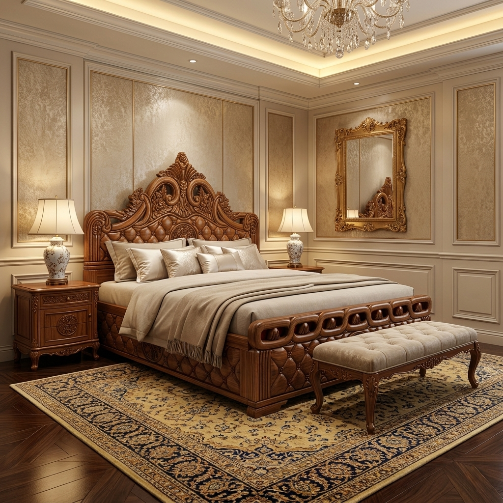 Royal Heritage Teak Wood King Size Bed