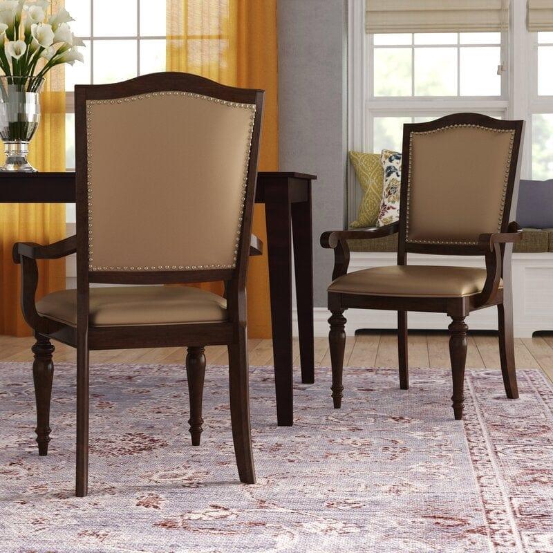 Royal Heritage Teak Wood Upholstered Arm Chair (Set of 2)