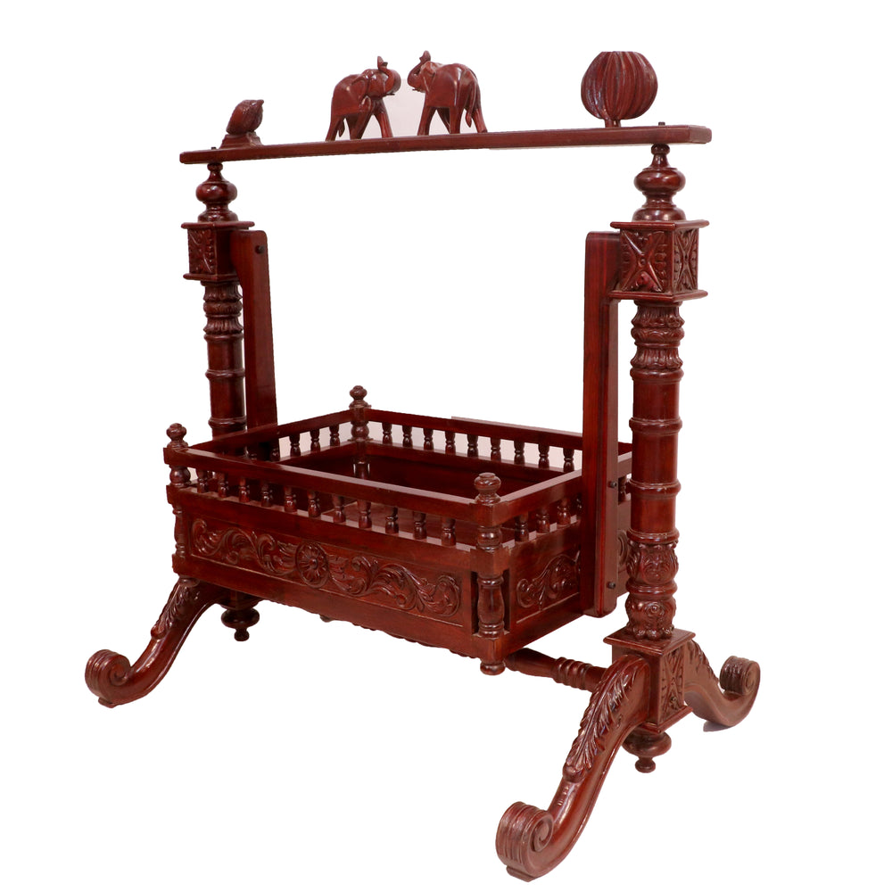 Indian Heritage Handcrafted Teak Wood Baby Cradle