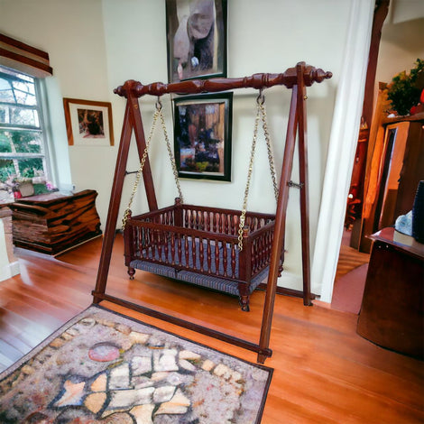 Royal Sheesham Baby Jhula – Wooden Swing Cradle for Newborn